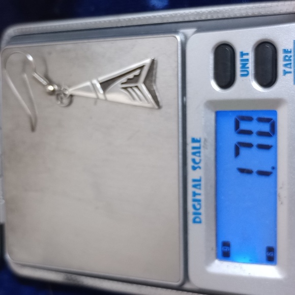 Sterling Silver Overlay With Unique Tribal Design Dangle Earrings - Picture 9 of 12